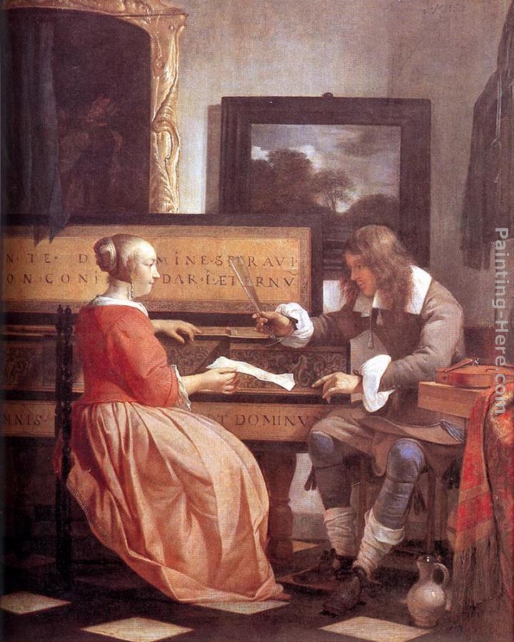 Man and Woman Sitting at the Virginal painting - Gabriel Metsu Man and Woman Sitting at the Virginal art painting